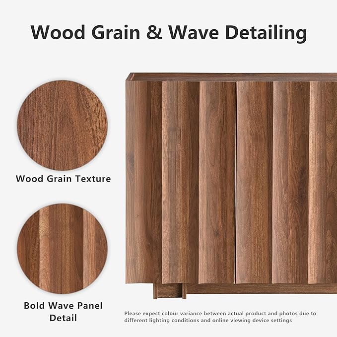win2win 61.7" Fluted Sideboard Buffet Cabinet - Image 3