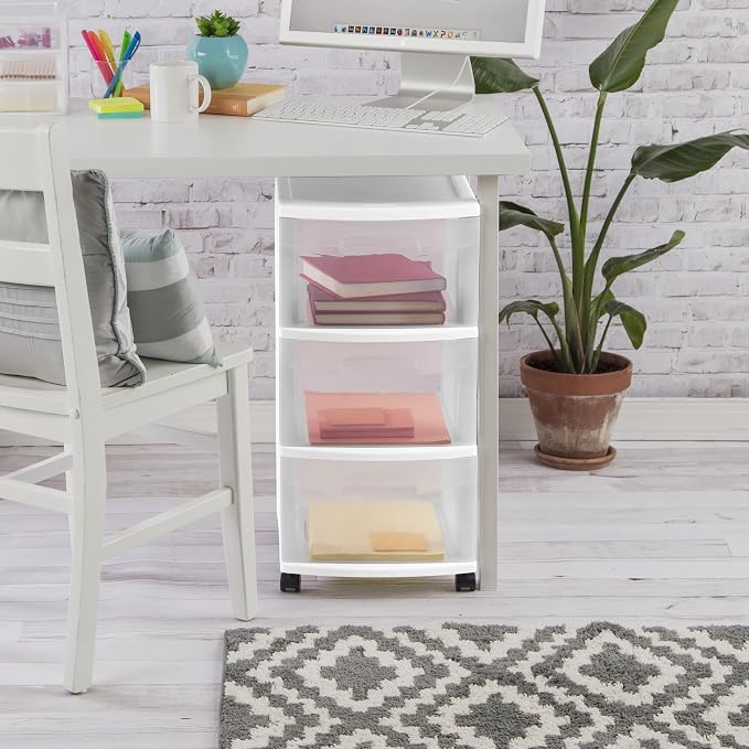 3 Drawer Rolling Plastic Storage Cart - Image 4
