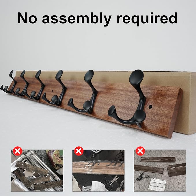 SKOLOO 36-Inch Wood Coat Rack Wall Mount - Image 4