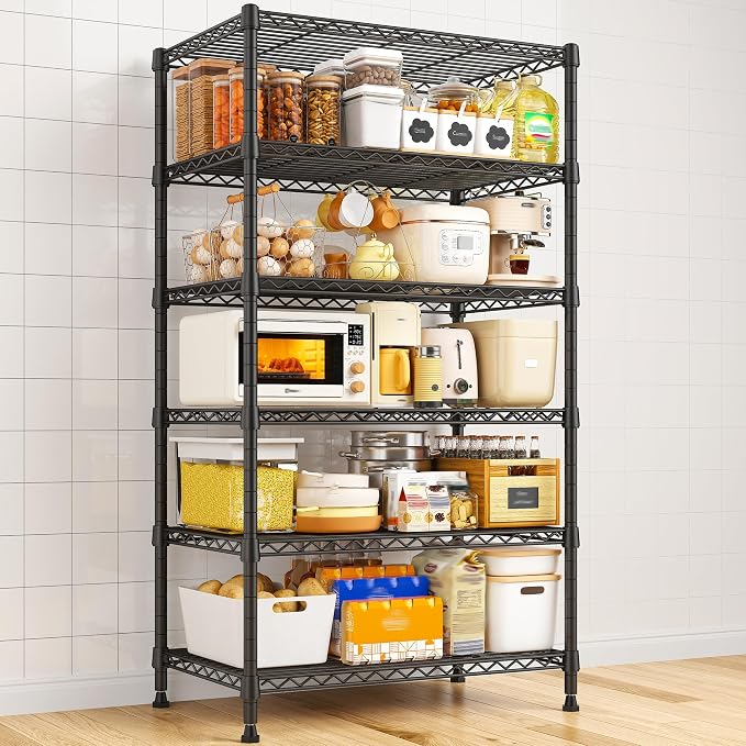 REIBII 6 Tier Shelf Metal Shelving 70"H Storage Shelves Sturdy Wire Rack Shelf - Image 6
