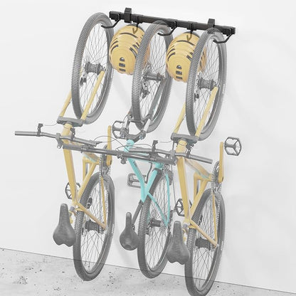 monTEK Enhanced Bike Storage Rack, Adjustable 3-Bike and 2-Helmet Hangers by monTEK