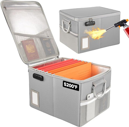 TOMKID 5200°F Fireproof Document Box, Fire Important Document Organizer by Aobteeny