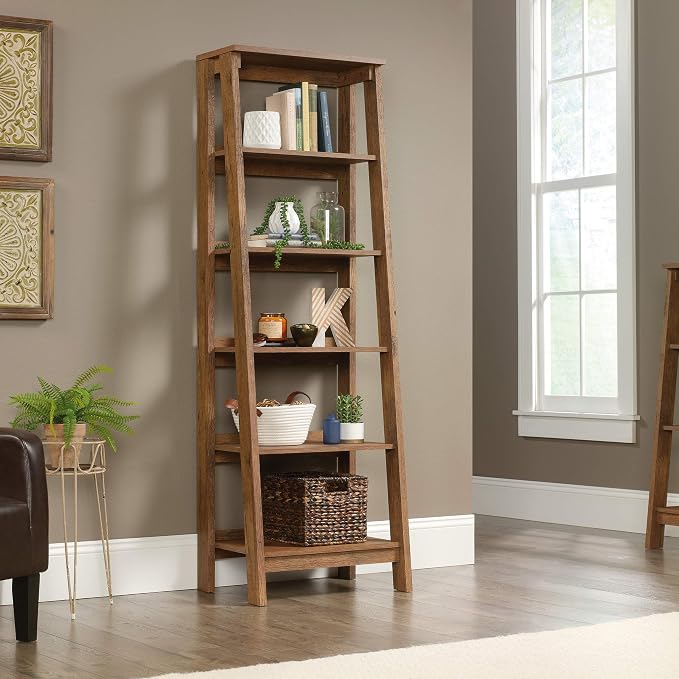 Sauder Trestle 5-Shelf Bookcase/ Book Shelf, Vintage Oak finish - Image 2