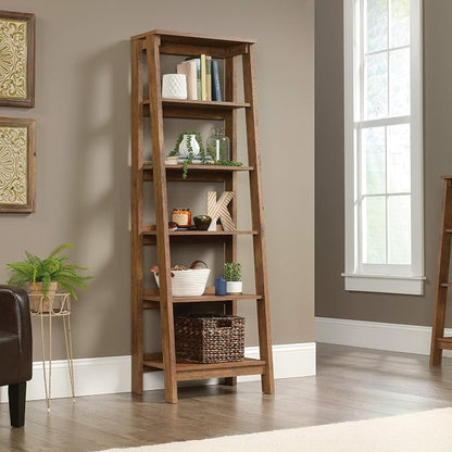 Sauder Trestle 5-Shelf Bookcase/ Book Shelf, Vintage Oak finish - Image 2