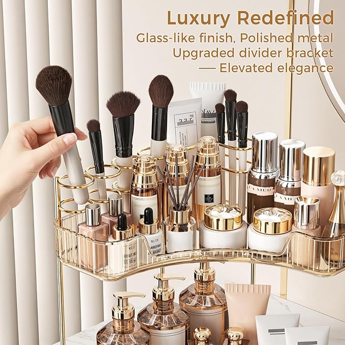 BEFSOP Corner Bathroom Counter Organizer, Upgraded 2-Tier Makeup Organizer - Image 4
