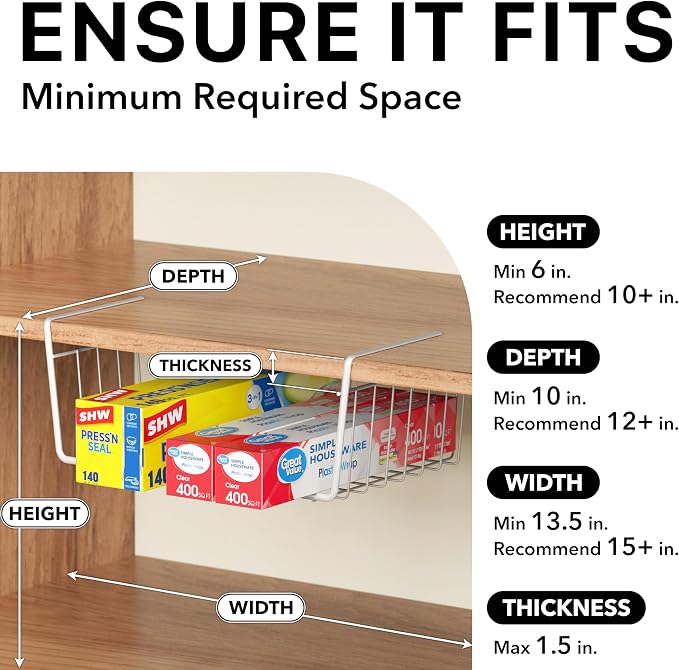 Simple Houseware 6PK Under Shelf Basket - Image 3