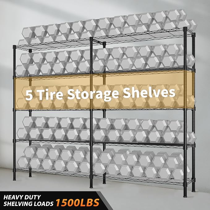 Black 5-Tier Double Row Adjustable Display Rack – Heavy Duty Iron Shelving Unit - Image 6