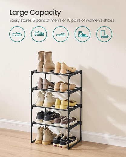 SONGMICS Shoe Rack, 4-Tier Shoe Organizer, Metal Storage Shelf, Upright or - Image 6