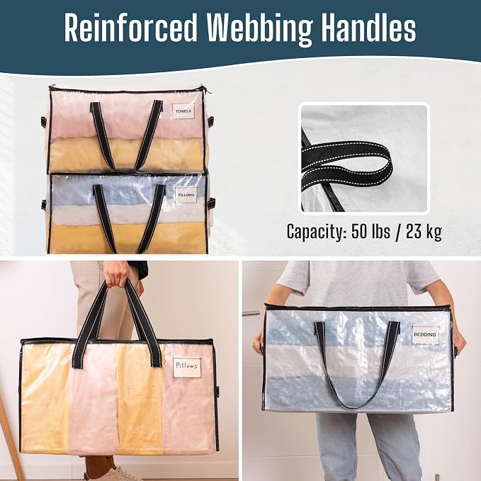 VENO 8 Pack Heavy Duty Moving Bags, College Dorm Essentials Packing Supplies - Image 5