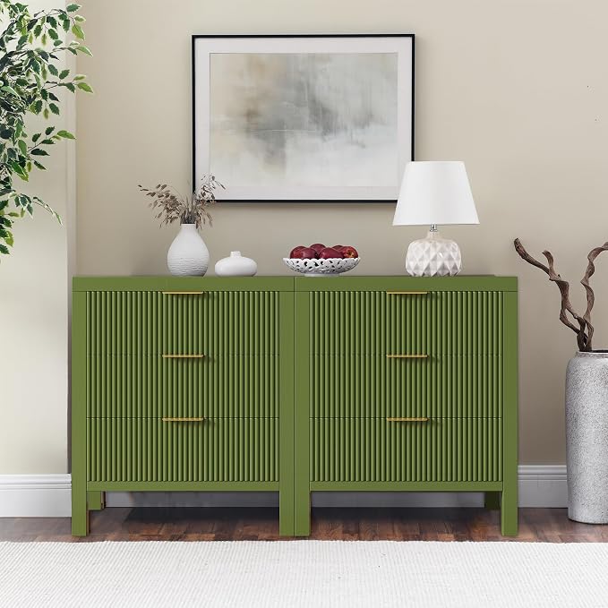 6 Drawer Dresser, Modern Wood Storage Chest of Drawers Organizer by LSKTGA