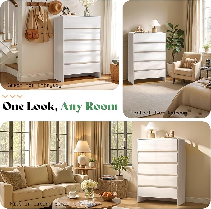 AMERLIFE 5 Drawer Dresser for Bedroom, Anti-Tip Kit, Wood Cabinet Organizer for - Image 7