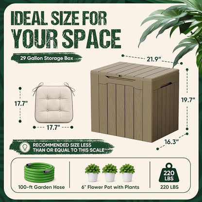 Devoko 29 Gallon Waterproof Outdoor Storage Box Resin Deck Box Lockable and UV - Image 6