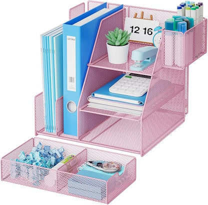 Marbrasse Desk Organizer and Accessories, 3-Tier File Organizer - Image 2