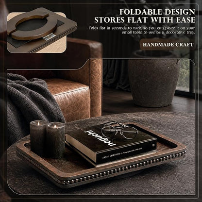 Pine Wood Sofa Arm Tray with Beaded Edge - Image 4