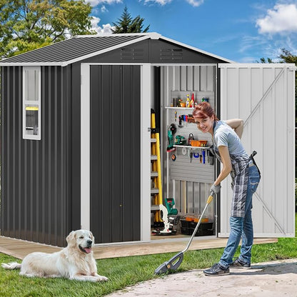 DWVO 6x4ft Metal Outdoor Storage Shed - Image 2