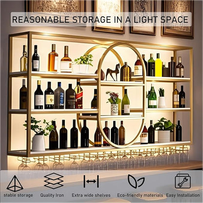 Large Wall Mount Wine Rack, Metal 4 Tier Large Capacity Hanging Bar Rack - Image 8