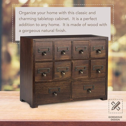 Traditional Card Catalog Solid Wood Small Chinese Medicine Small Curio Cabinet - Image 7