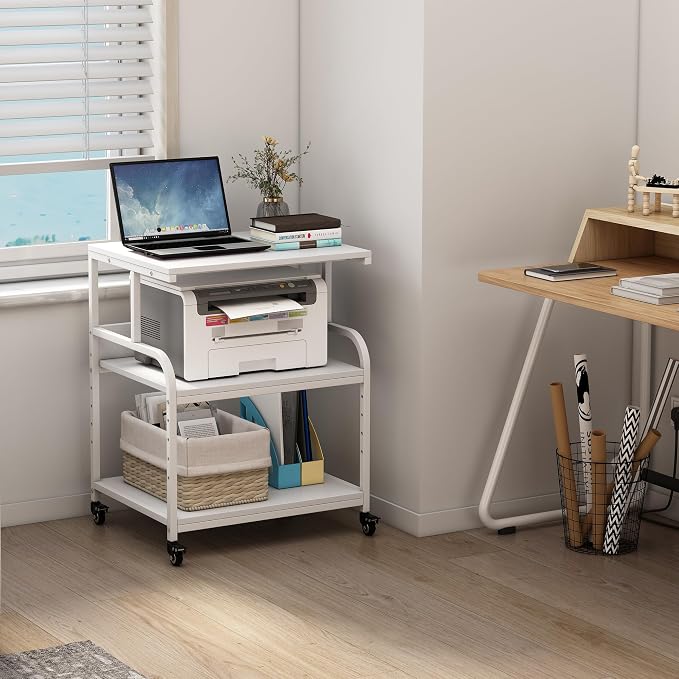 White Printer Stand, 23.6 x18.9 x 30 Inches Big Size Printer Table - Image 7