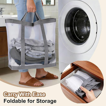 uxcell Collapsible Laundry Basket, Mesh Hamper - Image 4