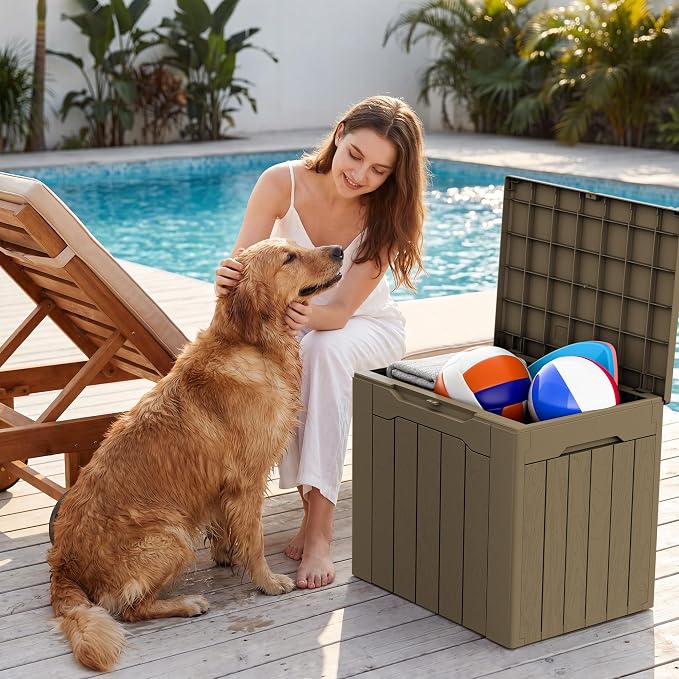 Devoko 29 Gallon Waterproof Outdoor Storage Box Resin Deck Box Lockable and UV - Image 5