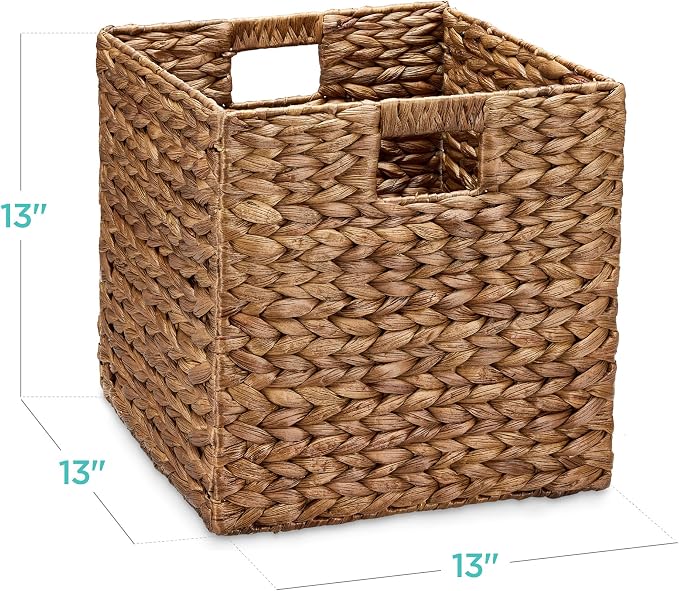 Best Choice Products 13x13in Pack of 5 Cube Storage Baskets, Water Hyacinth - Image 2