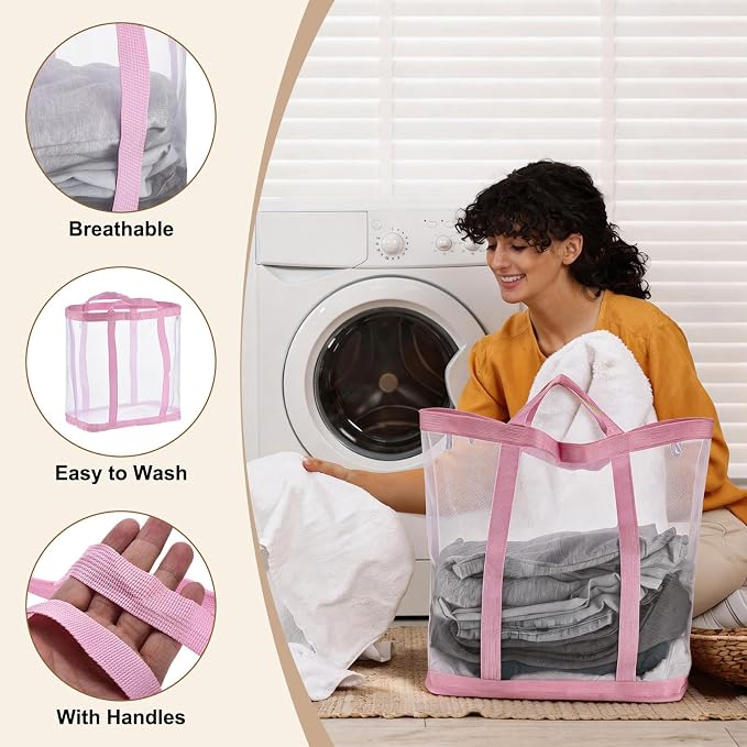 uxcell Collapsible Laundry Basket, Mesh Hamper - Image 6