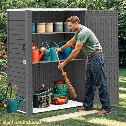 DWVO 59 Cu. Ft. Vertical Storage Shed, Weatherproof Outdoor Tall Cabinet - Image 4
