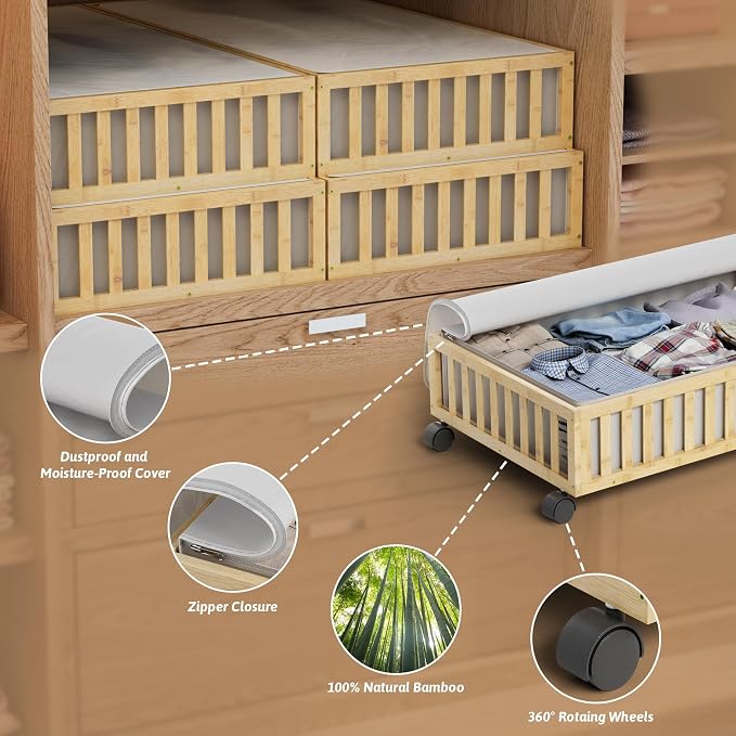 Bamboo Under Bed Storage Containers - Image 2