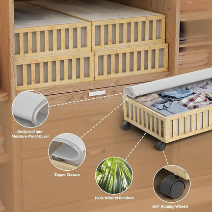 Bamboo Under Bed Storage Containers - Image 2