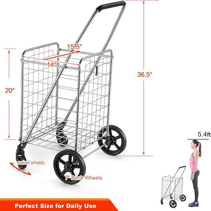 Wellmax WM99024S Grocery Utility Shopping Cart, Easily Collapsible and Portable - Image 4
