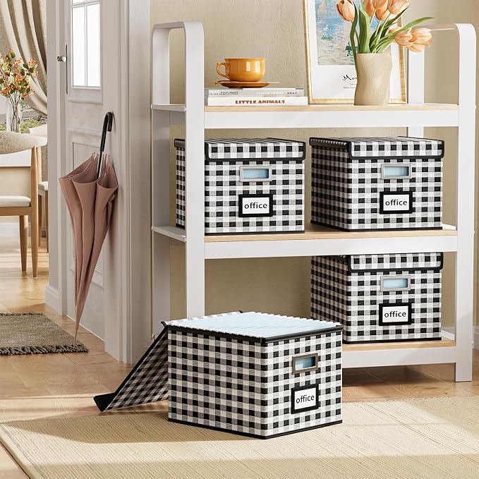 File Organizer Box with Lids, Collapsible File Folder Organizer | File Box with - Image 2