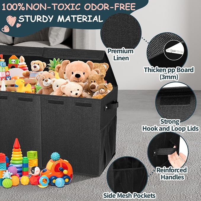 Extra Large Toy Box with Lids, Collapsible Storage Bin, Bedroom Nursery - Image 4