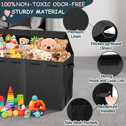 Extra Large Toy Box with Lids, Collapsible Storage Bin, Bedroom Nursery - Image 4