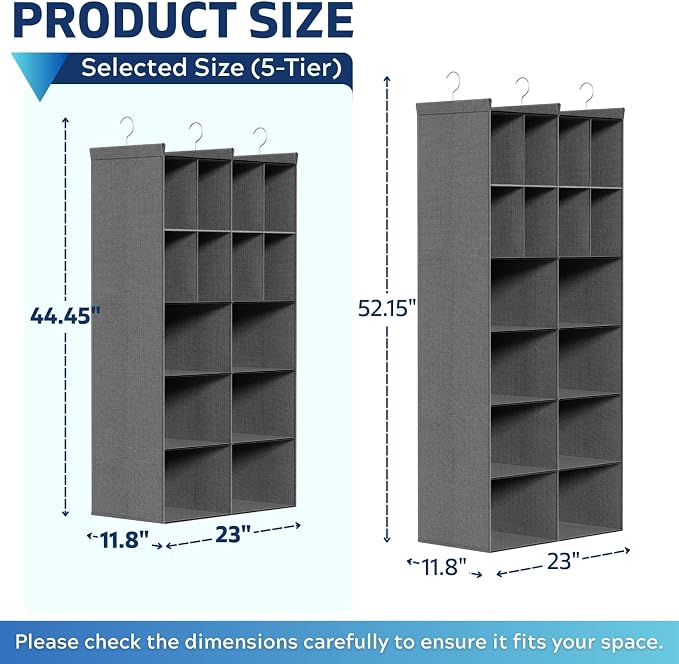 Ofiray-home 5 Tier Hanging Closet Organizer, 14 Compartments Sweater Organizer - Image 2
