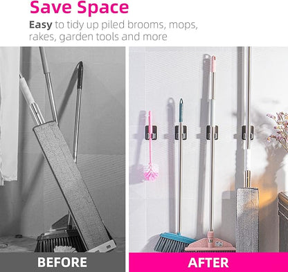 4 Pack Broom Holder Wall Mount, Improved Super Anti-Slip Mop and Broom Holder - Image 5