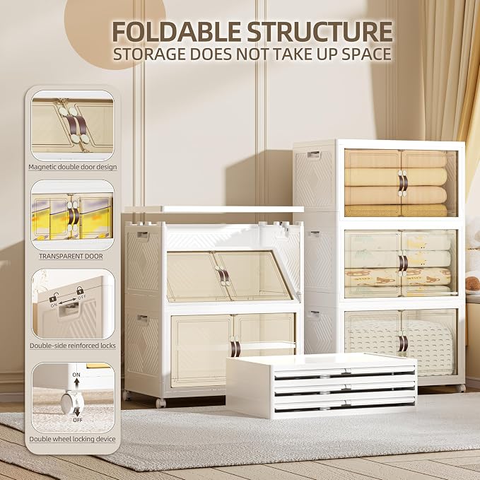 312 QT / 78 Gal Large Foldable Stackable Plastic Storage Cabinet - Image 3