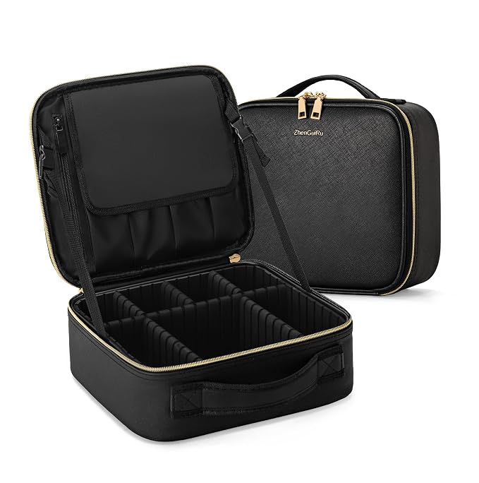Travel Makeup Bag, Makeup Train Case, Portable Makeup Artist Organizer by ZhenGuiRu