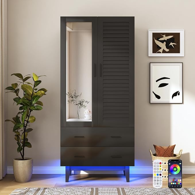 jiteentarou 2 Door Armoire Wardrobe Closet Cabinet - Image 3