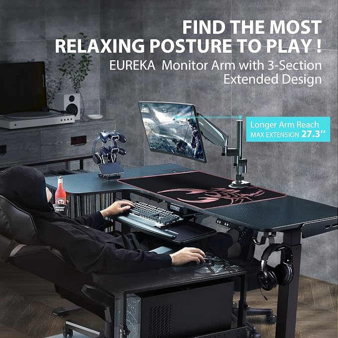 EUREKA ERGONOMIC Single Monitor Desk Mount, Adjustable Gas Spring Monitor Arm - Image 3