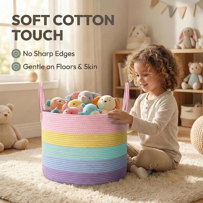 JMvicyroam 115L Extra Large Machine Washable Cotton Rope Blanket Basket | - Image 4
