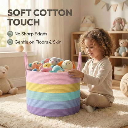 JMvicyroam 115L Extra Large Machine Washable Cotton Rope Blanket Basket | - Image 4