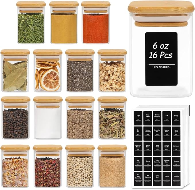 ComSaf 16Pcs Glass Spice Jars by ComSaf