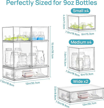 Vtopmart 10 Pack Baby Bottle Organizer Set, Stackable Storage Drawers Ideal - Image 2