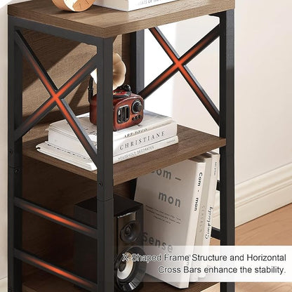 Small Bookshelf, 3 Tier Industrial Bookcase - Image 7