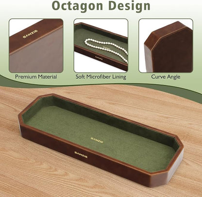 SANZIE Leather Tray Organizer Small Trays Decorative Tray Desktop Storage - Image 4