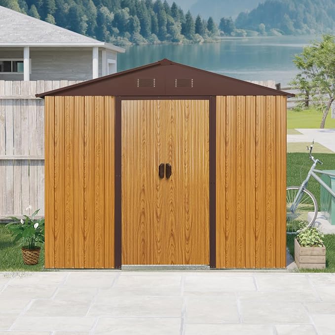 Outdoor Metal Storage Shed Window Ventilation Foundation Frame Waterproof - Image 3