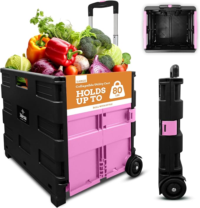 Ultra-Slim Rolling Collapsible Storage Pack-N-Roll Utility-carts, by Inspired+Living