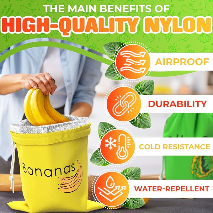 Banana & Lettuce Fresh Reusable Produce Bags – Vegetable & Fruit Storage Bags - Image 3