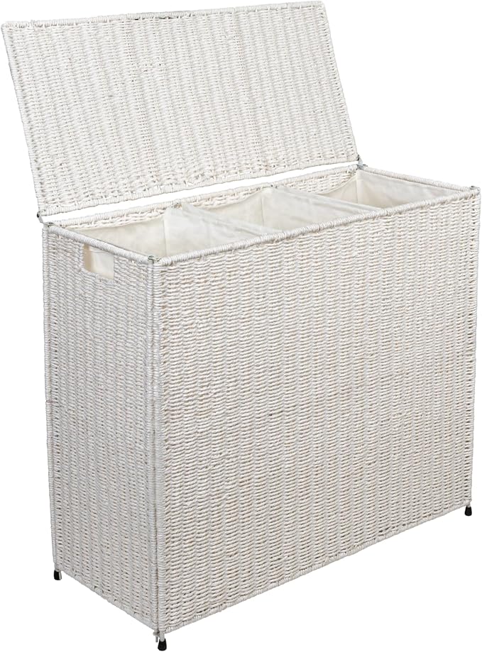Household Essentials 3 Compartment Laundry Sorter, Wicker Laundry Sorter - Image 9