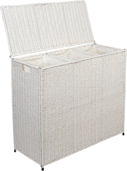 Household Essentials 3 Compartment Laundry Sorter, Wicker Laundry Sorter - Image 9